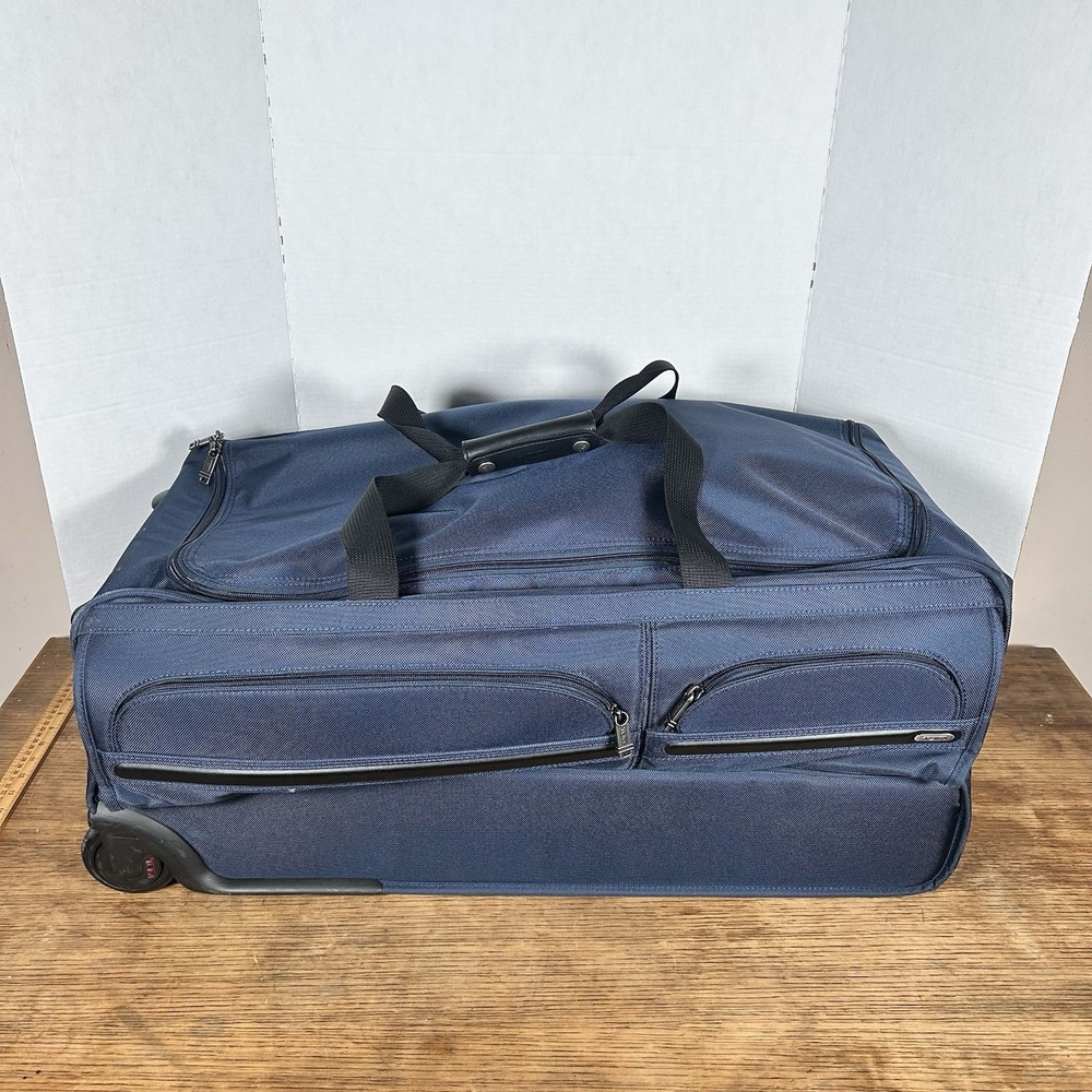 TUMI ALPHA G4 Large 2 Wheeled Rolling Split Duffel Bag Travel Luggage 34.5" Blue